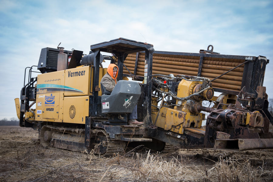 drill rig being operated